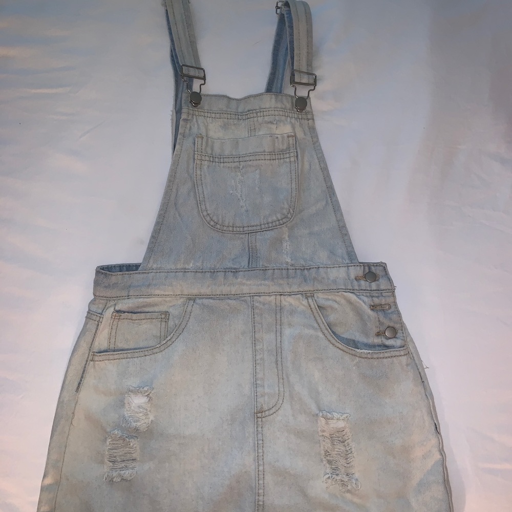 Forever 21 Light Wash Denim Overall Dress Size S